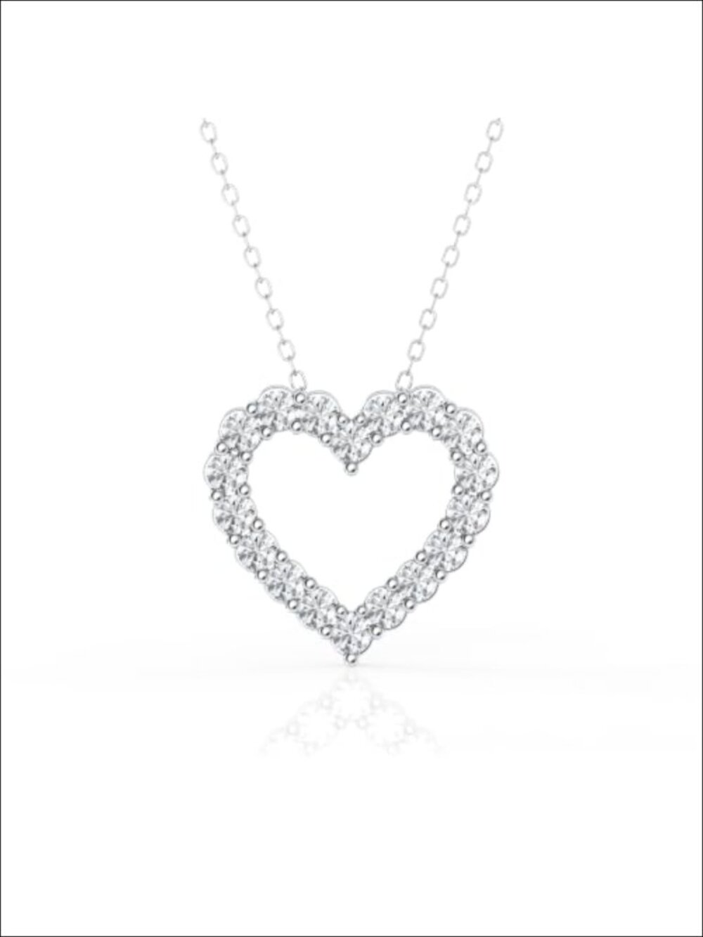 Lab Grown Diamond Heart Pendant Necklace Sterling Silver 1ct